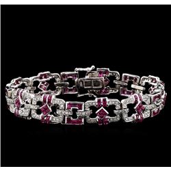 5.61ctw Ruby and Diamond Bracelet - 18KT White Gold