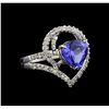 Image 1 : 3.44ct Tanzanite and Diamond Ring - 18KT White Gold