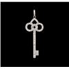 Image 1 : 0.30ctw Diamond Key Pendant Without Chain - 18KT White Gold