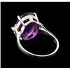 Image 3 : 4.76ct Amethyst and Diamond Ring - 14KT White Gold