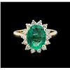 Image 2 : 3.14ct Emerald and Diamond Ring - 14KT Yellow Gold