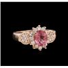 Image 1 : 1.15ct Pink Tourmaline and Diamond Ring - 14KT Rose Gold