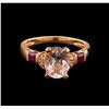 Image 2 : 1.87ct Morganite, Ruby and Diamond Ring - 14KT Rose Gold