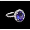 Image 1 : 3.90ct Tanzanite and Diamond Ring - Platinum