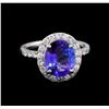 Image 2 : 3.90ct Tanzanite and Diamond Ring - Platinum