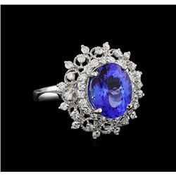 4.01ct Tanzanite and Diamond Ring - Platinum