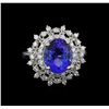 Image 2 : 4.01ct Tanzanite and Diamond Ring - Platinum