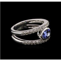 0.74ct Tanzanite and Diamond Ring - 14KT White Gold