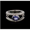 Image 2 : 0.74ct Tanzanite and Diamond Ring - 14KT White Gold