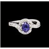 Image 2 : 0.90ct Blue Sapphire and Diamond Ring - 14KT White Gold