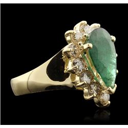 14KT Yellow Gold 2.48ct Emerald and Diamond Ring