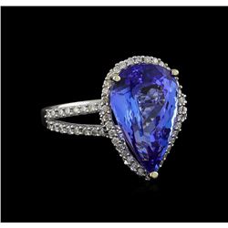 7.11ct Tanzanite and Diamond Ring - 14KT White Gold