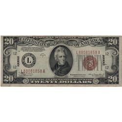 1934 $20 Hawaii Federal Reserve Note Currency