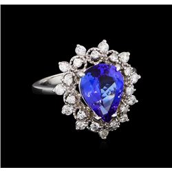 2.88ct Tanzanite and Diamond Ring - 14KT White Gold