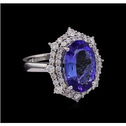 14KT White Gold 5.20ct Tanzanite and Diamond Ring