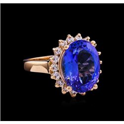 6.70ct Tanzanite and Diamond Ring - 14KT Rose Gold