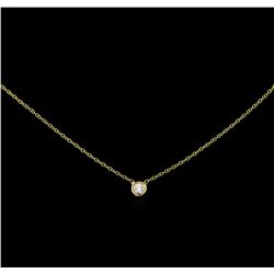 0.10ctw Diamond Solitaire Necklace - 14KT Yellow Gold