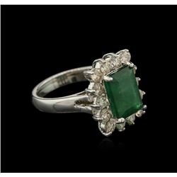 14KT White Gold 2.61ct Emerald and Diamond Ring