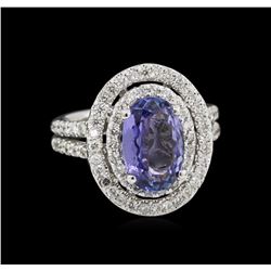 14KT White Gold 1.92ct Tanzanite and Diamond Ring