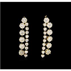 3.34ctw Diamond Dangle Earrings - 14KT Yellow Gold