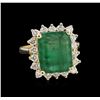 Image 1 : 4.15ct Emerald and Diamond Ring - 14KT Yellow Gold