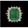 Image 2 : 4.15ct Emerald and Diamond Ring - 14KT Yellow Gold