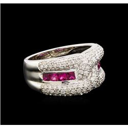 0.75ctw Ruby and Diamond Ring - 14KT White Gold