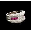 Image 1 : 0.75ctw Ruby and Diamond Ring - 14KT White Gold