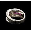 Image 3 : 0.75ctw Ruby and Diamond Ring - 14KT White Gold