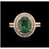 Image 2 : 2.72ct Emerald and Diamond Ring - 14KT Rose Gold