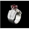 Image 3 : 4.17ct Ruby and Diamond Ring - 18KT White Gold