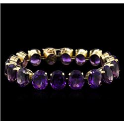 76.14ctw Amethyst Bracelet - 14KT Yellow Gold