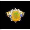 Image 2 : 2.07ct Opal, Sapphire and Diamond Ring - 14KT Yellow Gold
