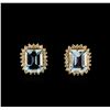Image 1 : 4.00ctw Aquamarine and Diamond Earrings - 14KT Yellow Gold