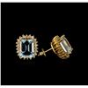 Image 2 : 4.00ctw Aquamarine and Diamond Earrings - 14KT Yellow Gold