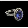 Image 1 : 3.73ct Tanzanite and Diamond Ring - 14KT White Gold