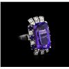 Image 1 : 16.83ct Tanzanite, Sapphire and Diamond Ring - 14KT White Gold
