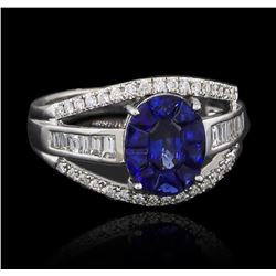 1.10ct Blue Sapphire and Diamond Ring - 18KT White Gold