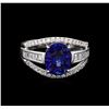 Image 2 : 1.10ct Blue Sapphire and Diamond Ring - 18KT White Gold