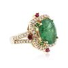 Image 2 : 14KT Yellow Gold 6.04ctw Emerald, Ruby and Diamond Ring