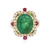 Image 3 : 14KT Yellow Gold 6.04ctw Emerald, Ruby and Diamond Ring