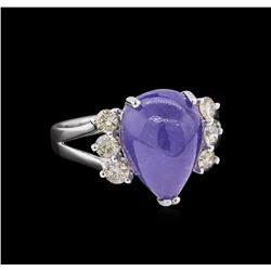 7.17ct Tanzanite and Diamond Ring - 14KT White Gold