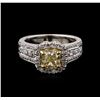 Image 1 : 2.21ctw Fancy Yellow Diamond Ring - 14KT Two-Tone Gold