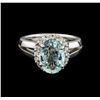 Image 2 : 2.8ct Aquamarine and Diamond Ring - 14KT White Gold