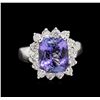 Image 1 : 4.71ct Tanzanite and Diamond Ring - 14KT White Gold