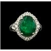 Image 2 : 6.45ct Emerald and Diamond Ring - 18KT White Gold
