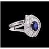 14KT White Gold 1.01ct Sapphire and Diamond Ring
