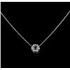 0.15ct Emerald and Diamond Pendant With Chain - 14KT White Gold
