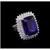 14KT White Gold GIA Certified 27.79ct Tanzanite and Diamond Ring