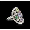 14KT White Gold 1.69ctw Multi Gemstone and Diamond Ring